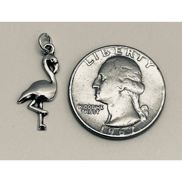 Sterling Silver Oxidized Flamingo Charm Necklace - Picture 5 of 5